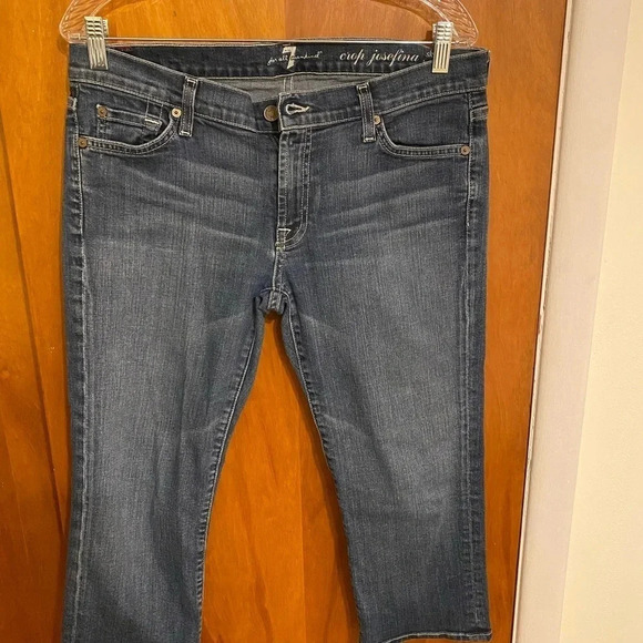 7 For All Man Kind Jeans Women’s Crop Josephine Cropped light Wash Size 28 - Picture 1 of 7